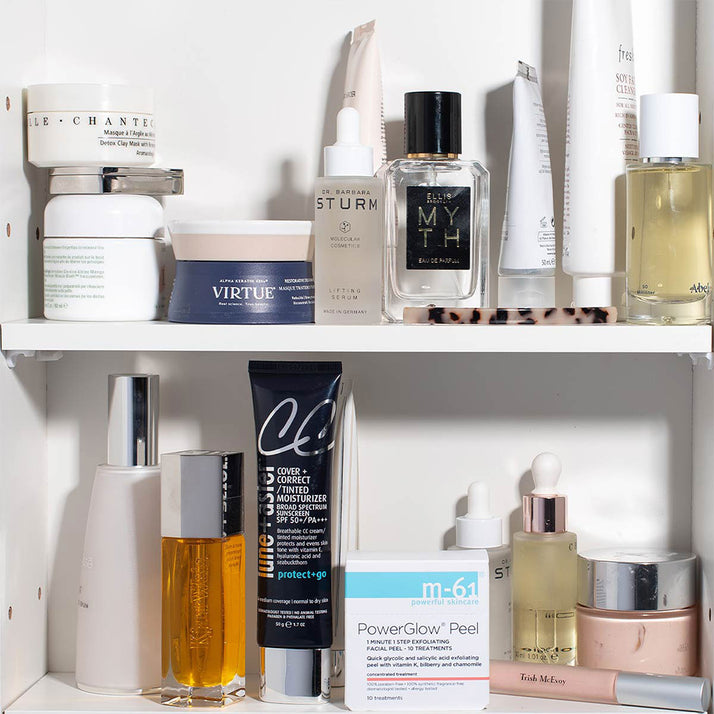 Skincare and Makeup product on a shelf
