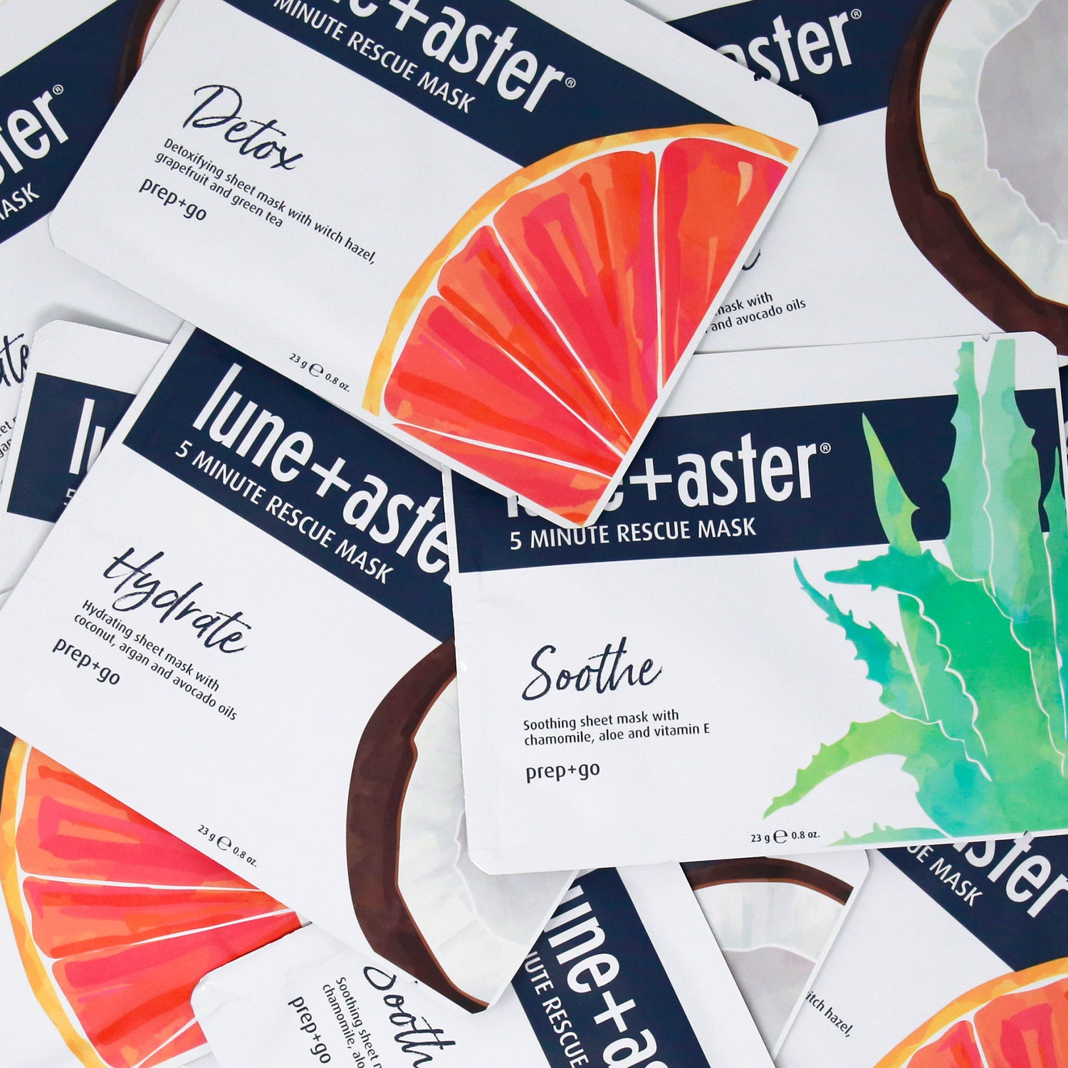 Lune+Aster 5 Minute Rescue Mask Assortment Trio Hydrate, Soothe and Detox
