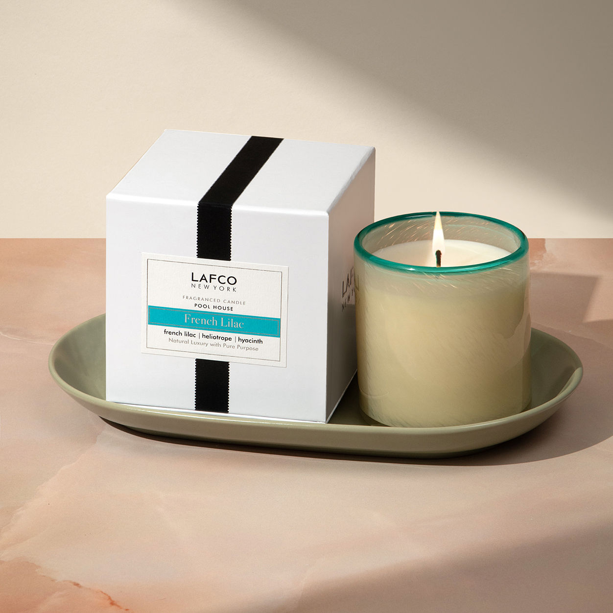 Lifestyle image of Lafco French Lilac Candle variant: 15.5 oz (Signature)