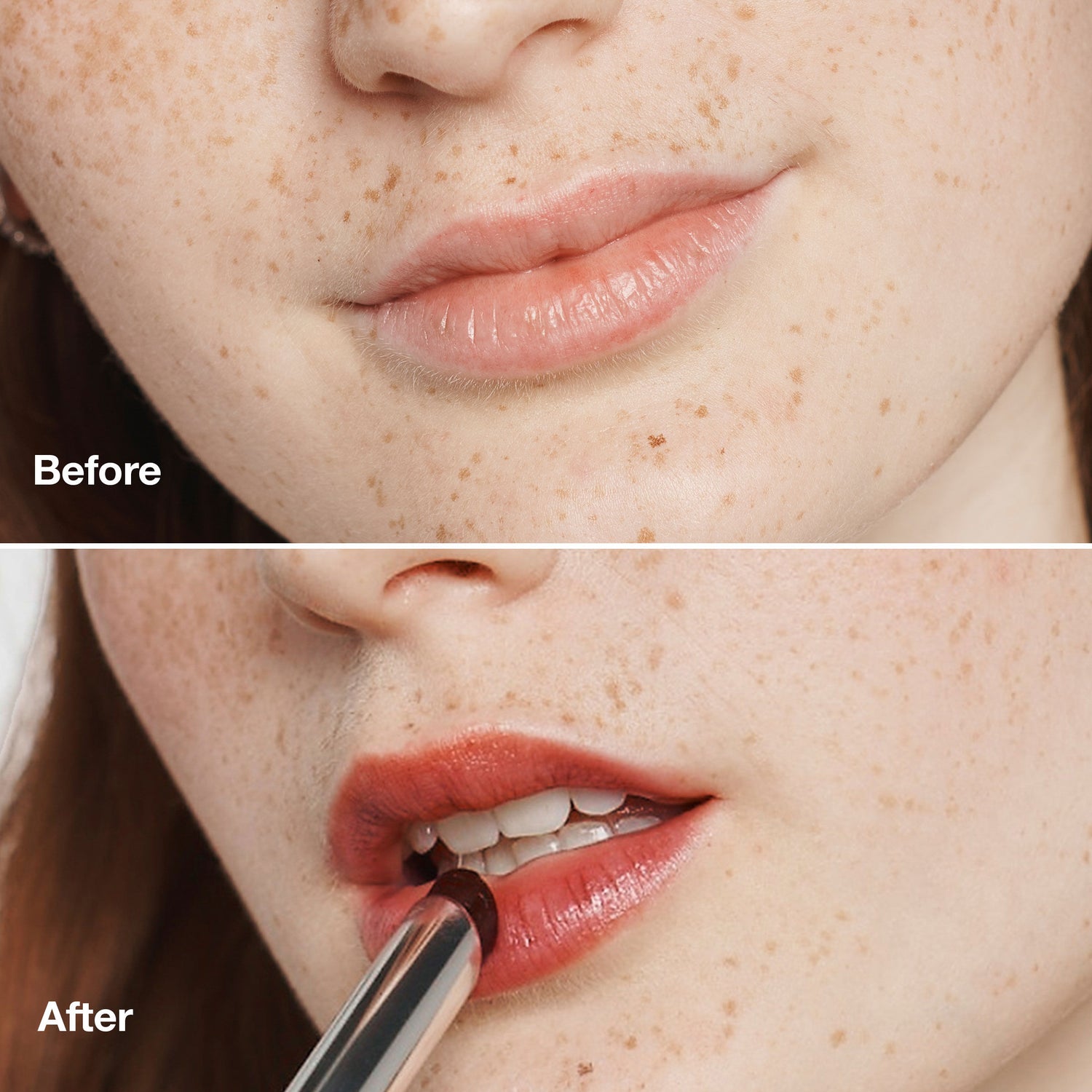 Before and after results of using Clinique Almost Lipstick in Black Honey