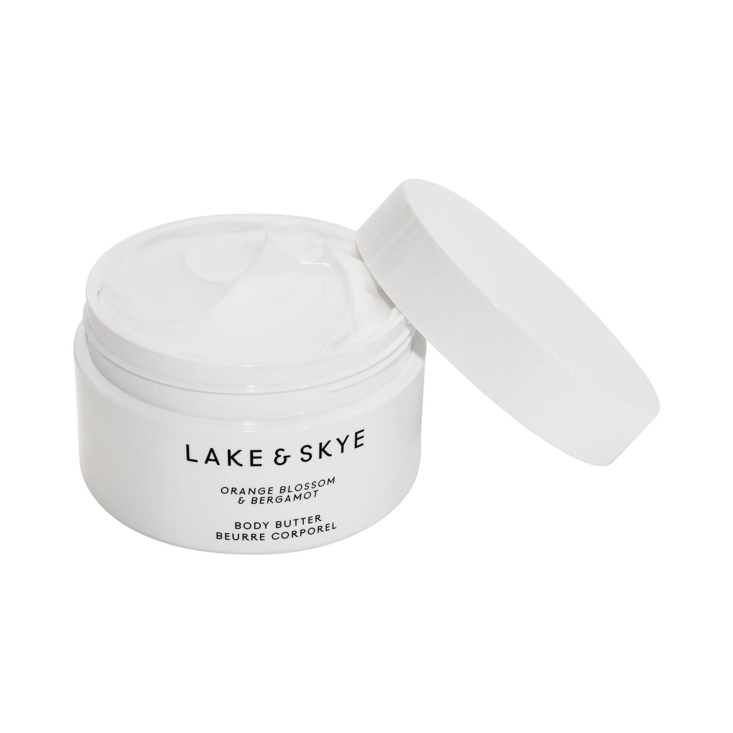 Image of an open Lake & Skye Orange Blossom and Bergamot Body Butter