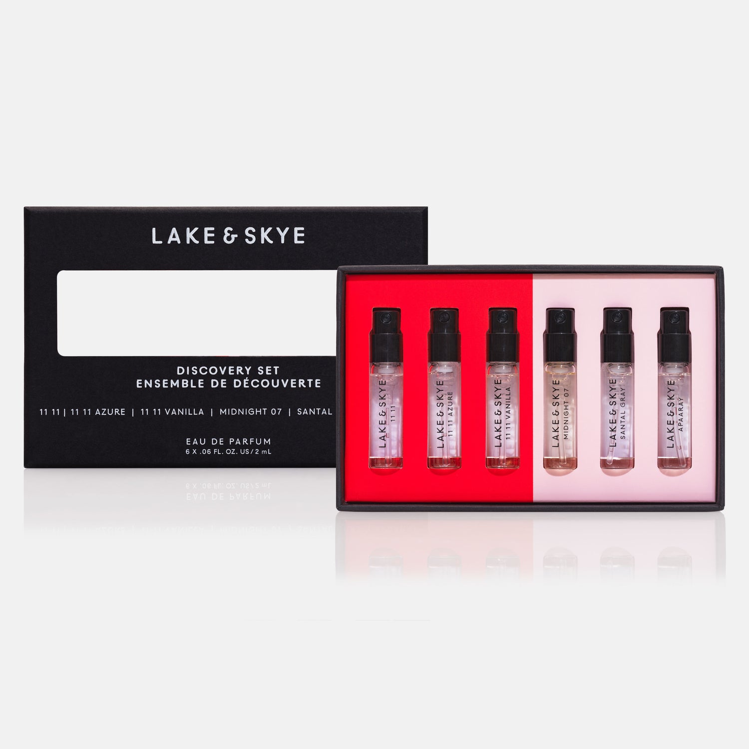 Image of an open Lake & Skye 6 Scent Eau de Parfum Discovery Set