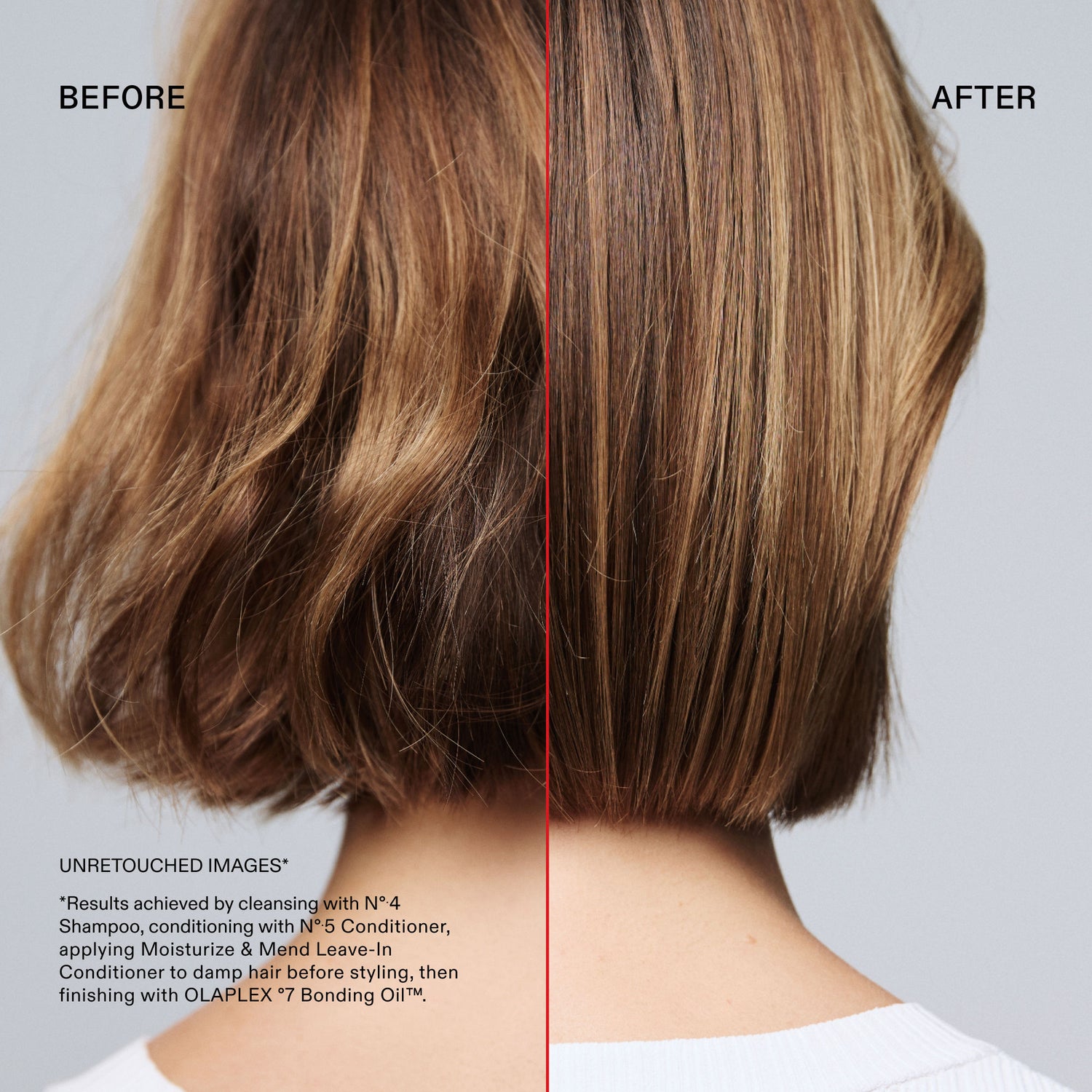 Before and after results of using Olaplex Nº.5 Leave-In Moisturize & Mend Leave-In Conditioner