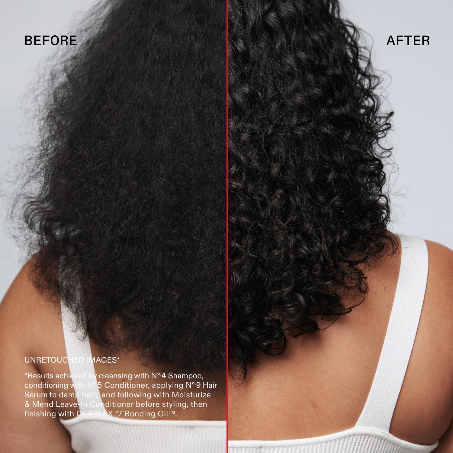 Before and after results of using Olaplex Nº.5 Leave-In Moisturize & Mend Leave-In Conditioner
