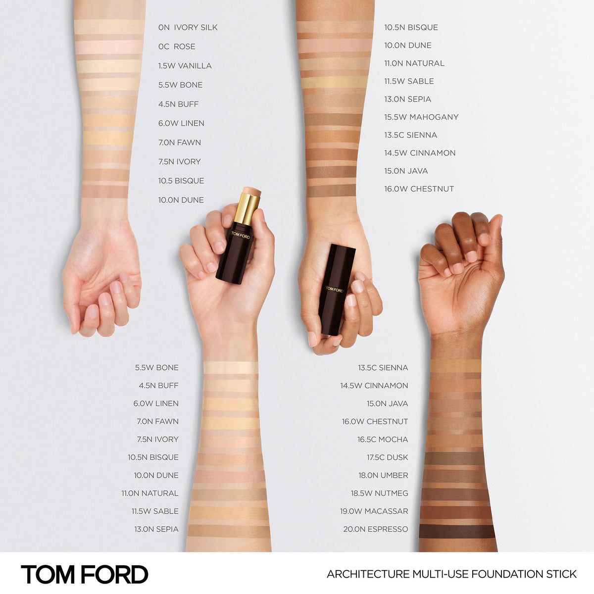 An arm swatch of Tom Ford Architecture Multi-Use Foundation Stick