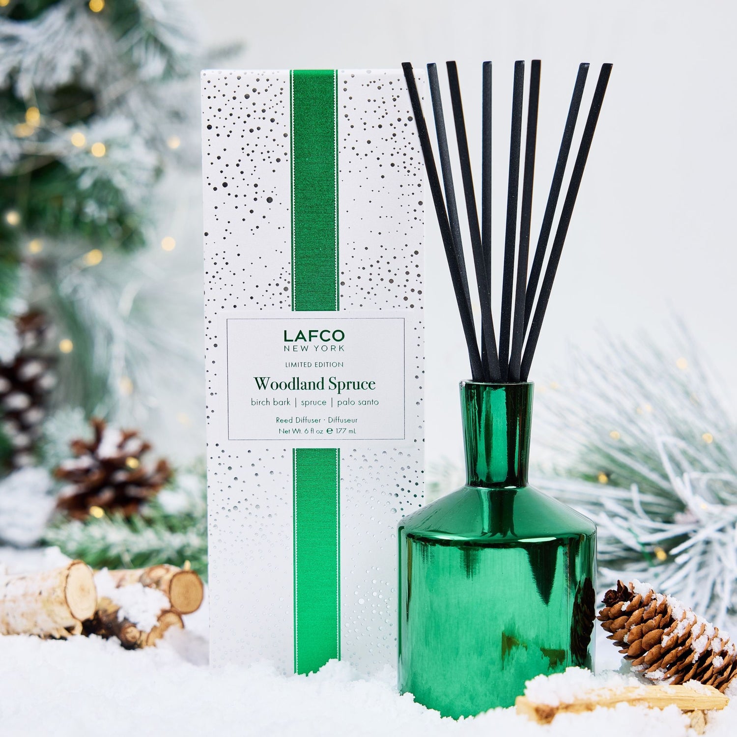 Lifestyle image of Lafco Woodland Spruce Classic Reed Diffuser (Limited Edition)