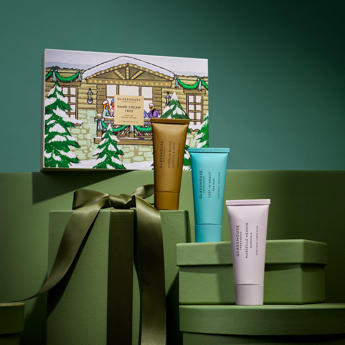 Lifestyle image of Glasshouse Fragrances Hand Cream Trio (Limited Edition)