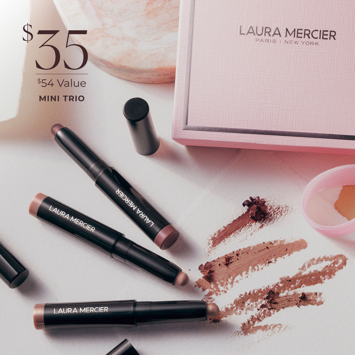 Information related to Laura Mercier A Taste of Caviar Mini Caviar Stick Eye Shadow Trio Gift Set (Limited Edition)