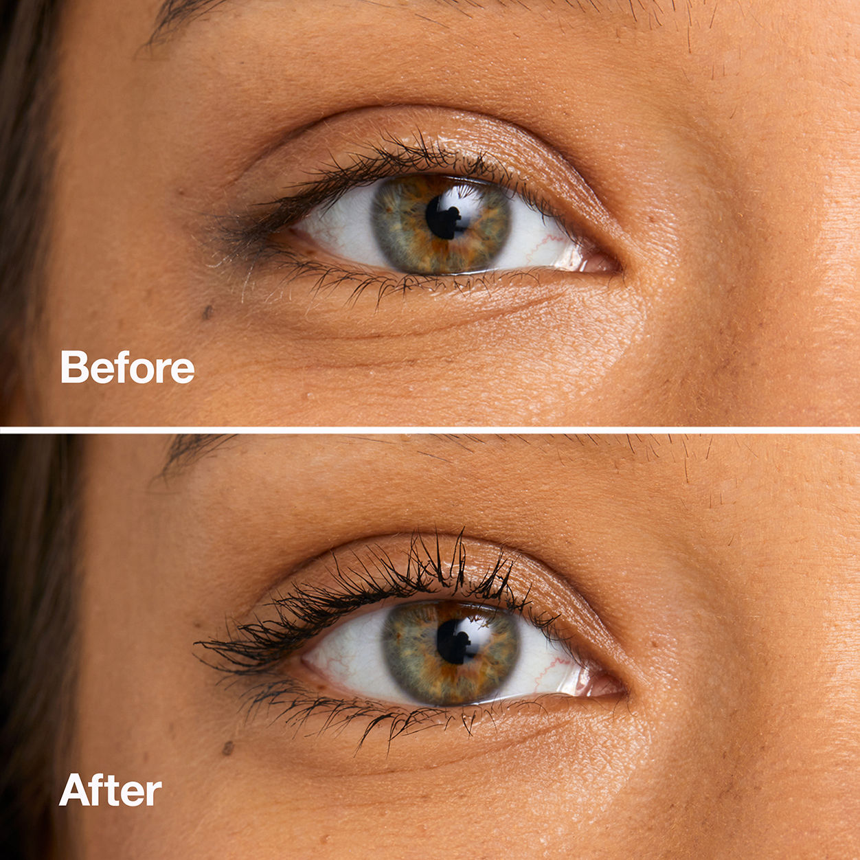 Before and after results of using Clinique High Impact Zero Gravity Mascara