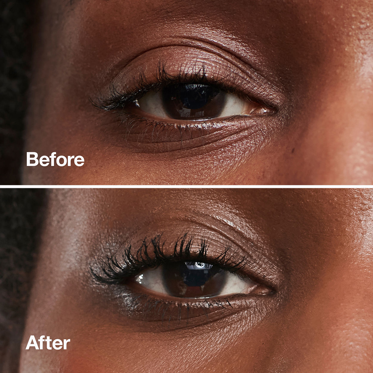 Before and after results of using Clinique High Impact Zero Gravity Mascara
