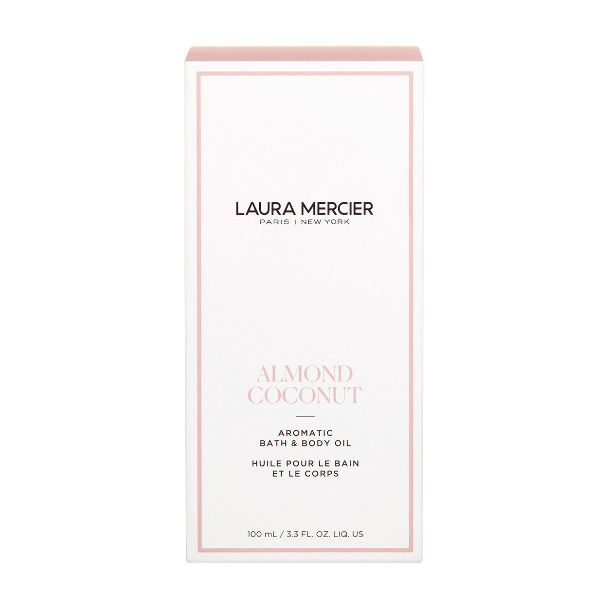 Image of the Laura Mercier Almond Coconut Aromatic Bath and Body Oil box