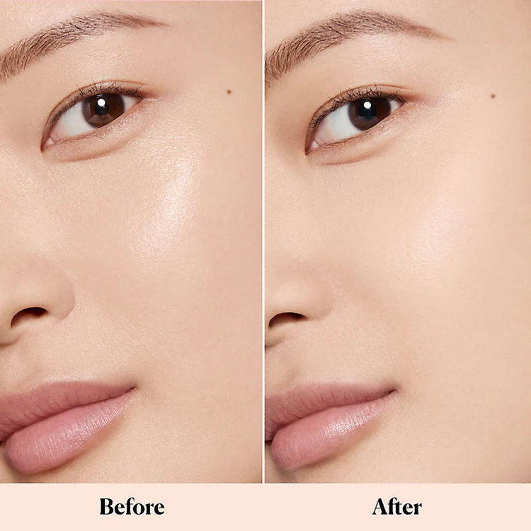 Before and after results of using Laura Mercier Rose Translucent Loose Setting Powder Mini