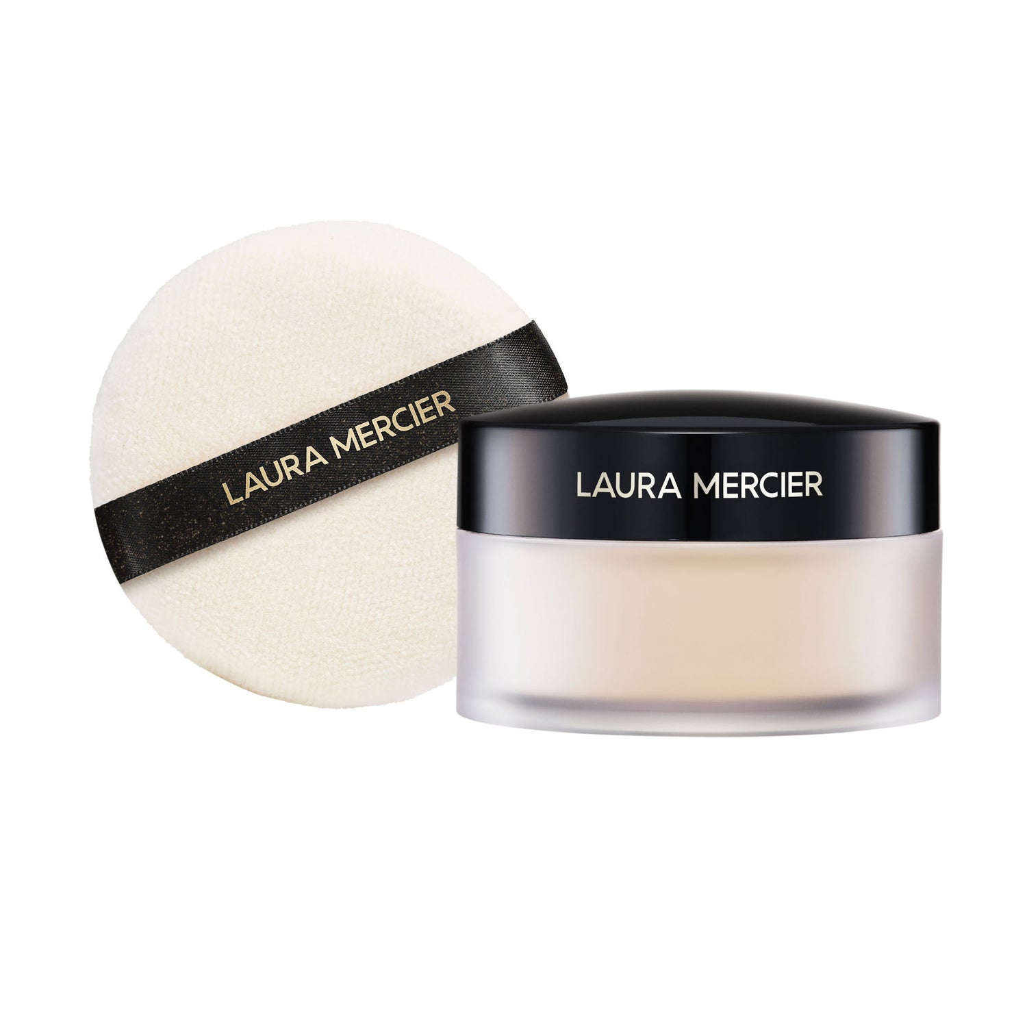 Image of an open Laura Mercier Indulgent Icons Translucent Loose Setting Powder and Velour Puff Set (Limited Edition)