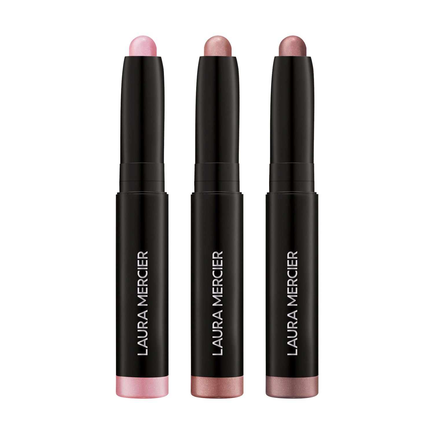 Image of an open Laura Mercier Crème de la Crème Mini Caviar Stick Eyeshadow Trio (Limited Edition)