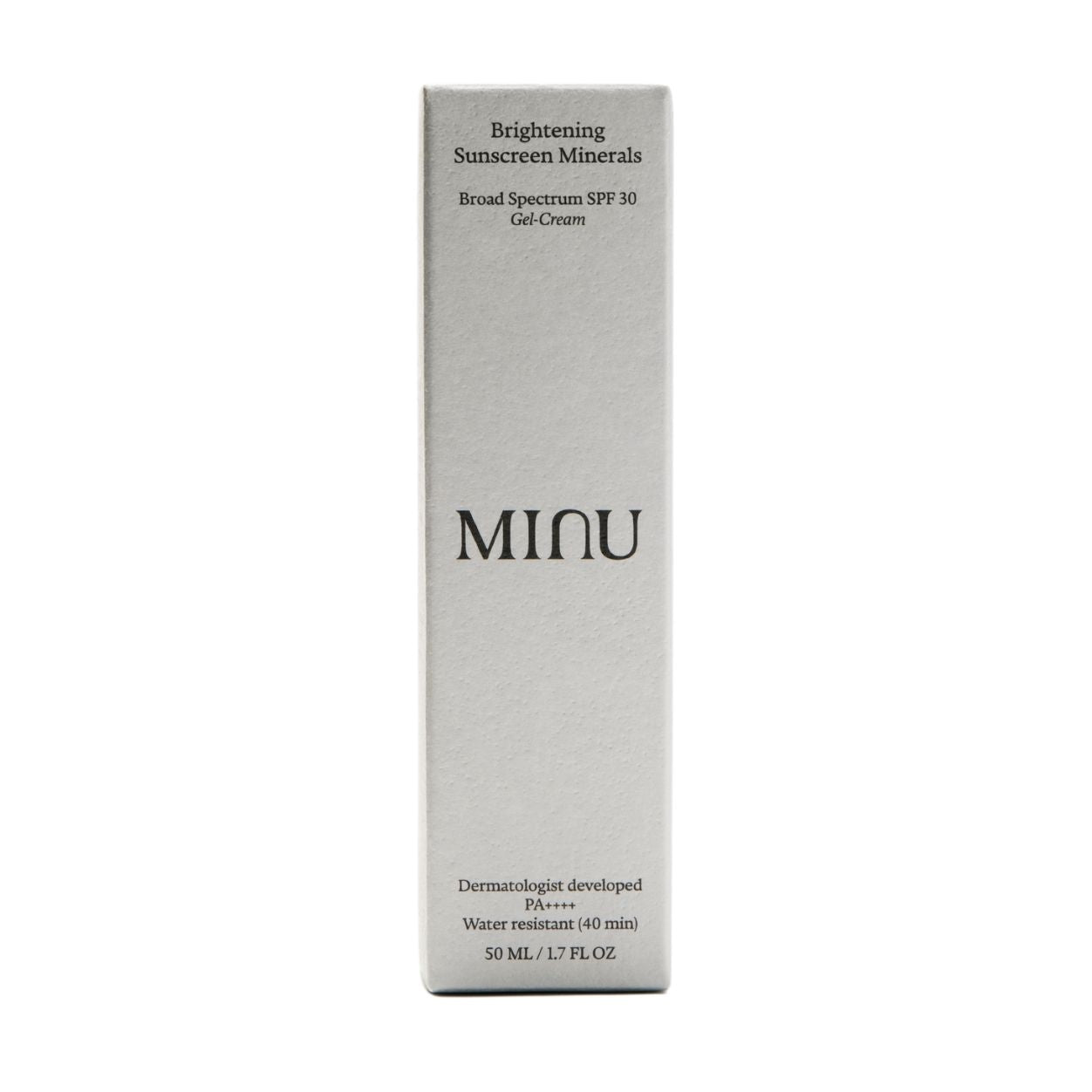 Image of the Minu Brightening Sunscreen Minerals Broad Spectrum SPF 30 Gel-Cream box