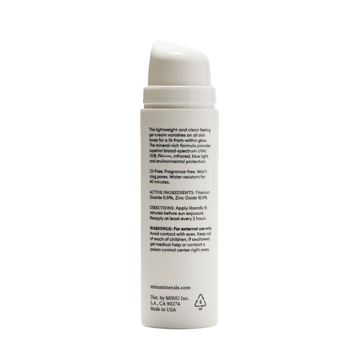 Back image of Minu Brightening Sunscreen Minerals Broad Spectrum SPF 30 Gel-Cream
