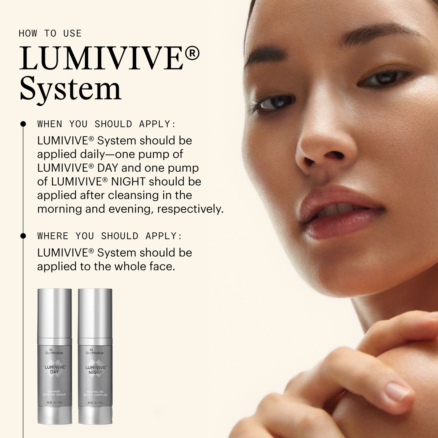 Lifestyle image of SkinMedica Lumivive System, Day and Night