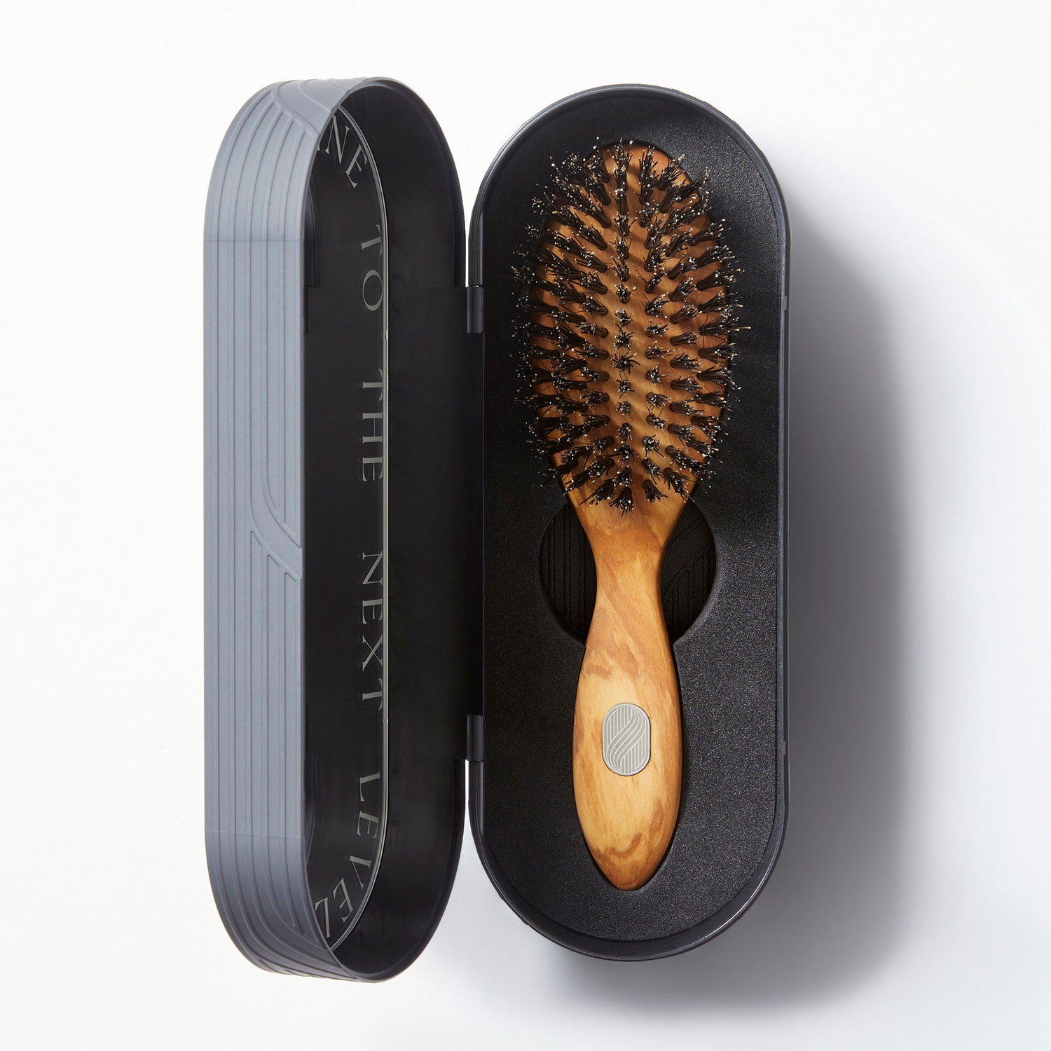 Image of an open Altesse Studio Prestige Handmade Repair & Shine Brush for All Hair Types