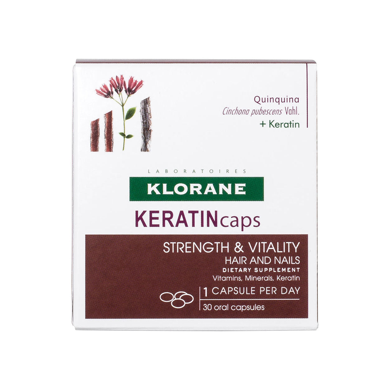 Image of the Klorane KeratinCaps Hair and Nails Dietary Supplements box