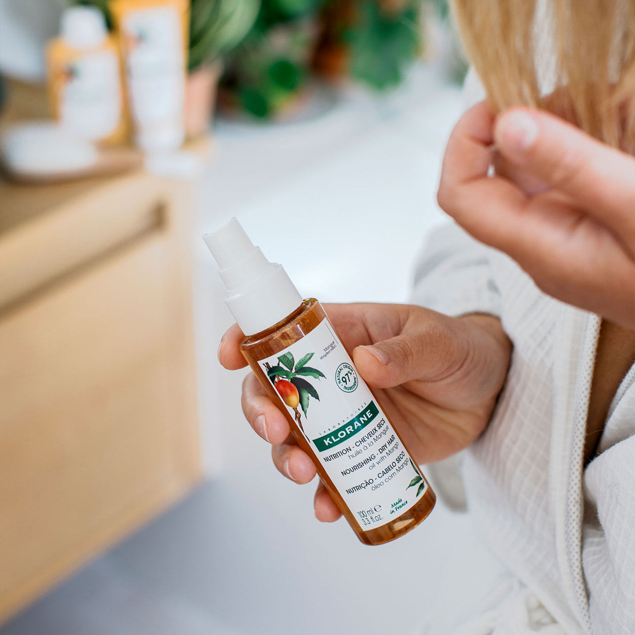 Lifestyle image of Klorane Nourishing Dry Hair Oil With Mango