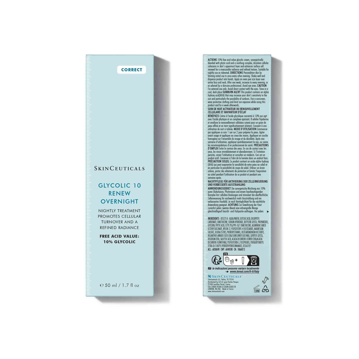 Image of the SkinCeuticals Glycolic 10 Renew Overnight box