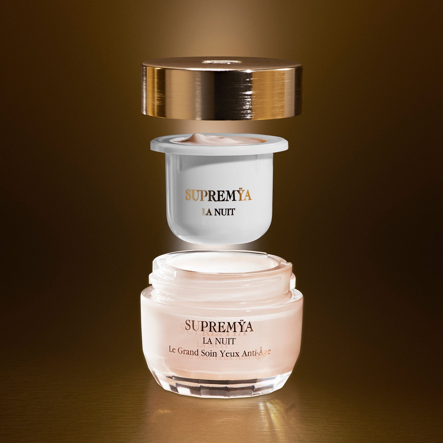 Image of an open Sisley Paris Supremÿa at Night The Supreme Anti-Aging Eye Cream Refill