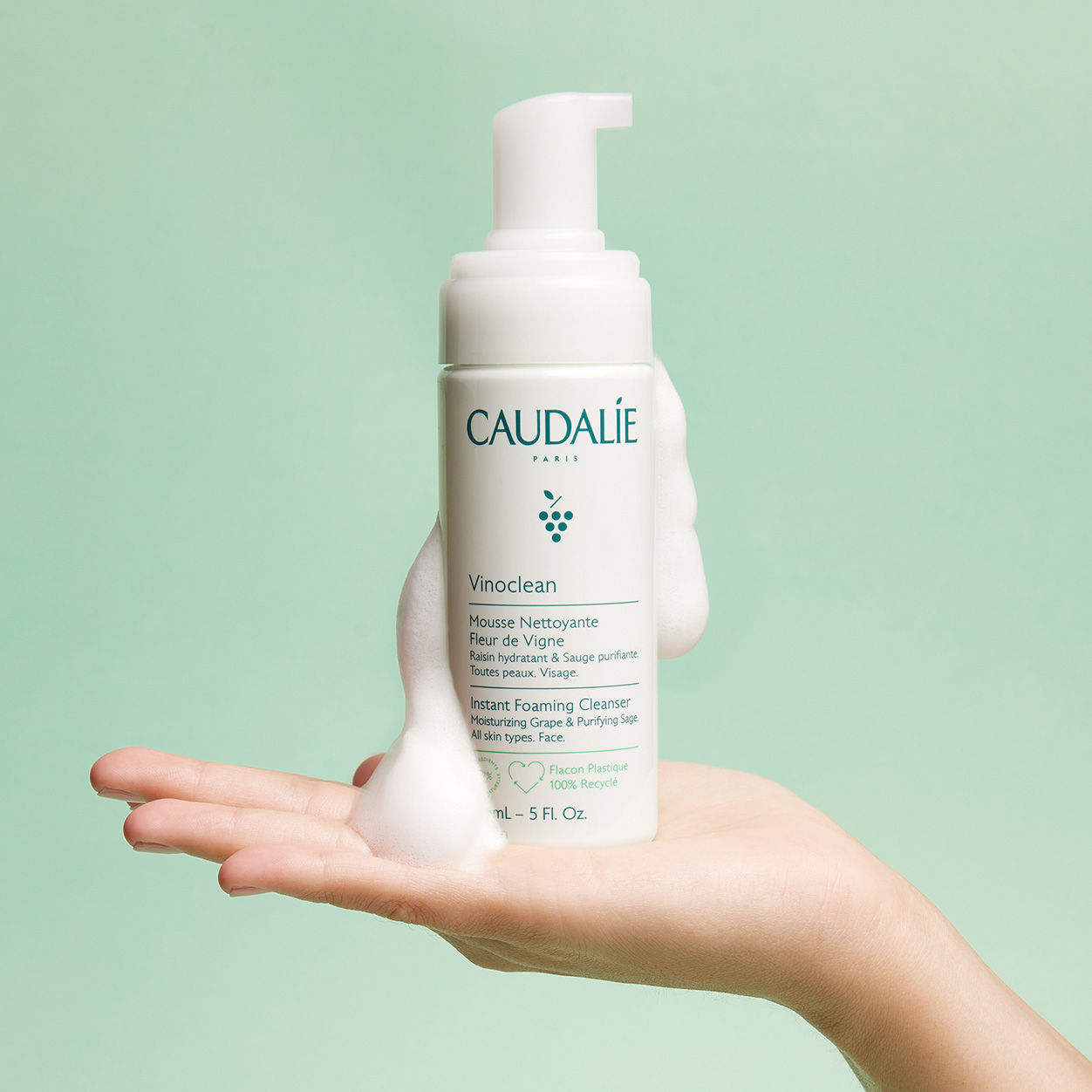 Model image of Caudalie Vinoclean Instant Foaming Cleanser