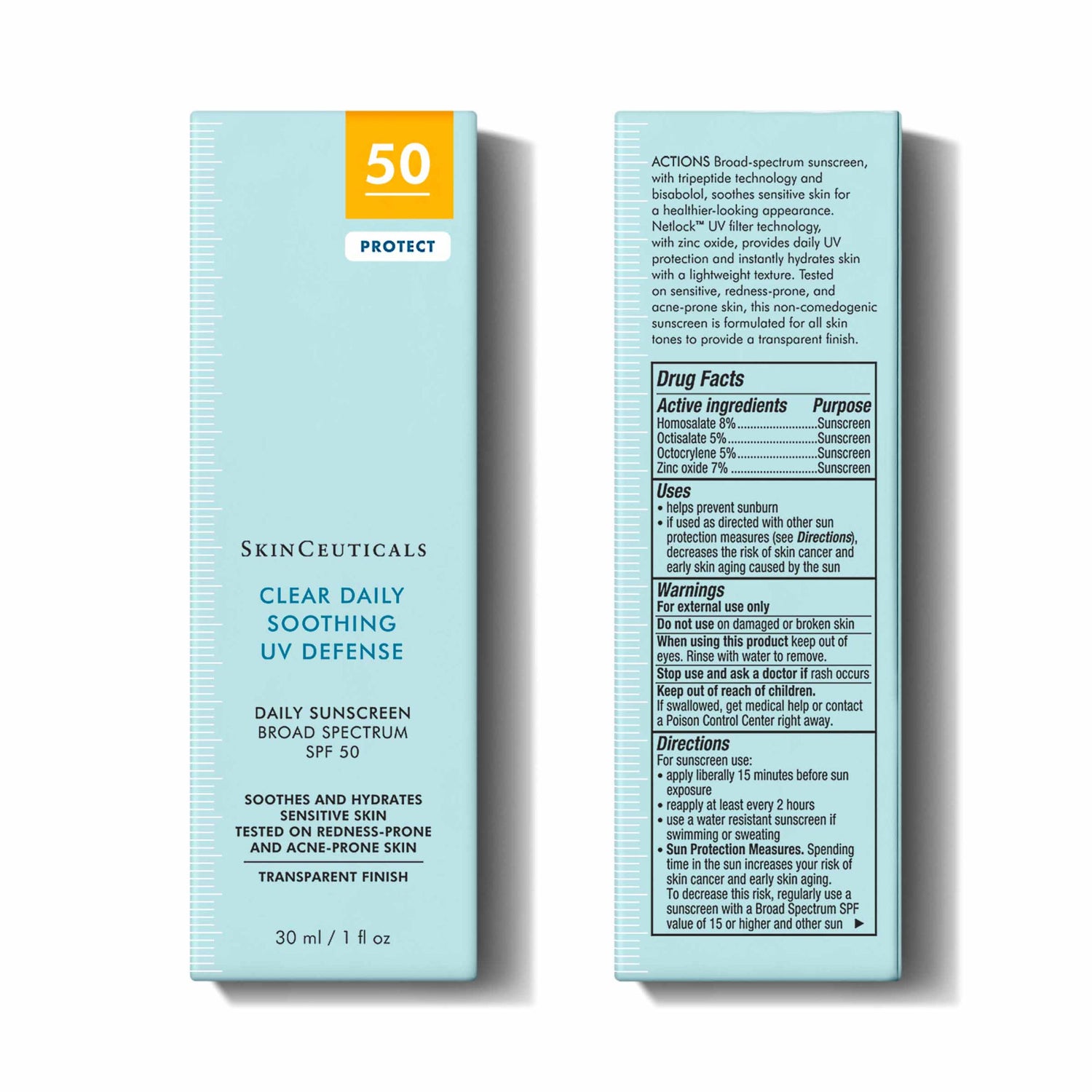 Image of the SkinCeuticals Clear Daily Soothing UV Defense SPF 50 box