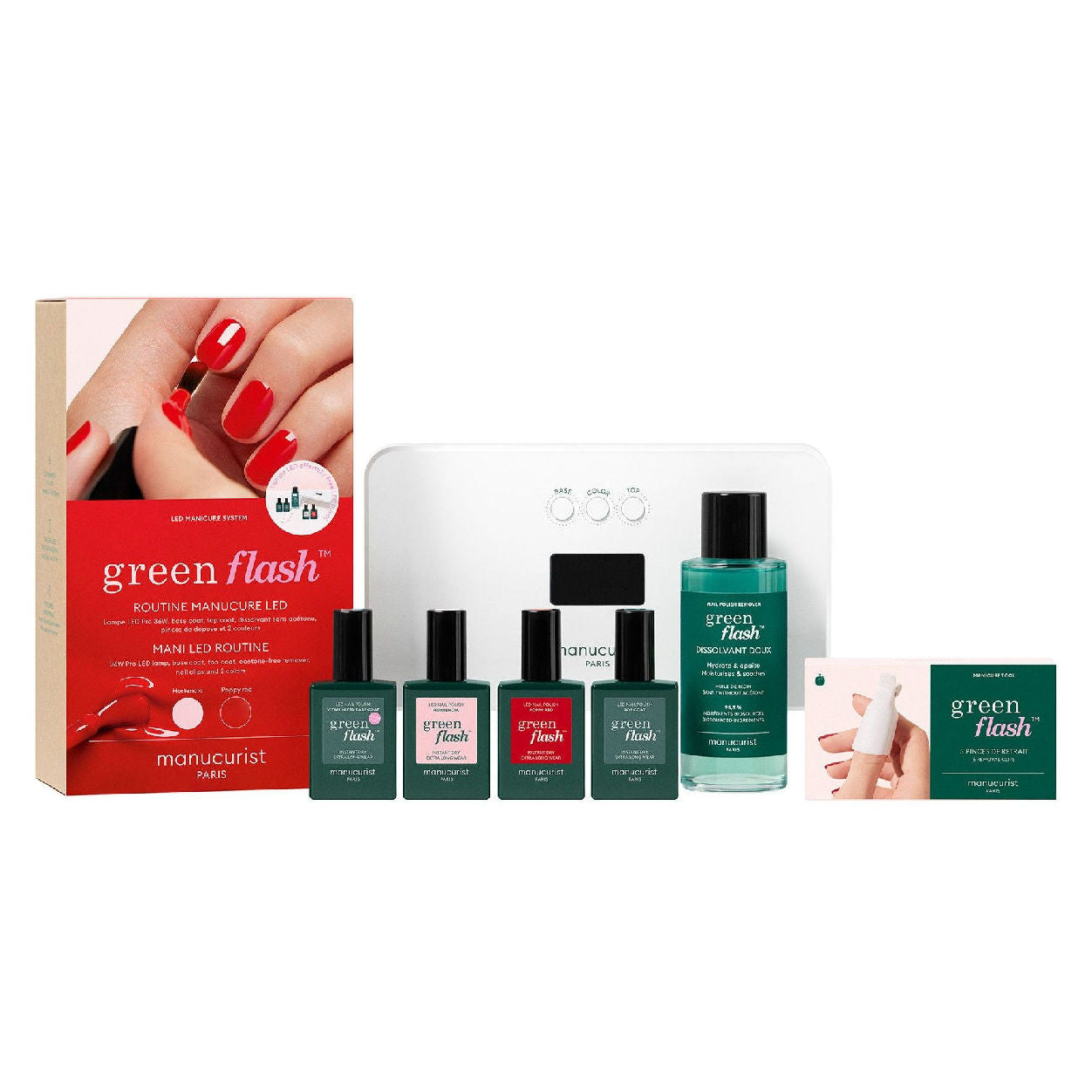 Manucurist 36W Green Flash Pro Routine Set - Poppy Red and Hortencia main image
