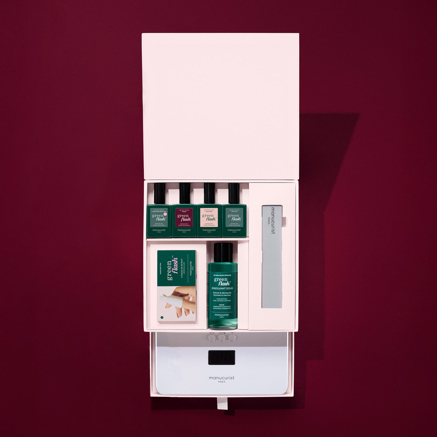 Image of an open Manucurist Green Flash Holiday Gift Set (Limited Edition)