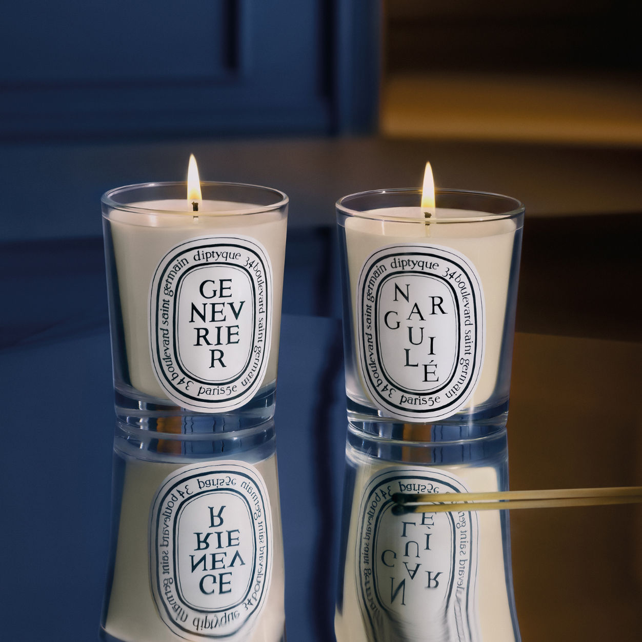 Lifestyle image of Diptyque Narguilé & Genévrier (Juniper) Set of 2 Small Candles (Limited Edition)