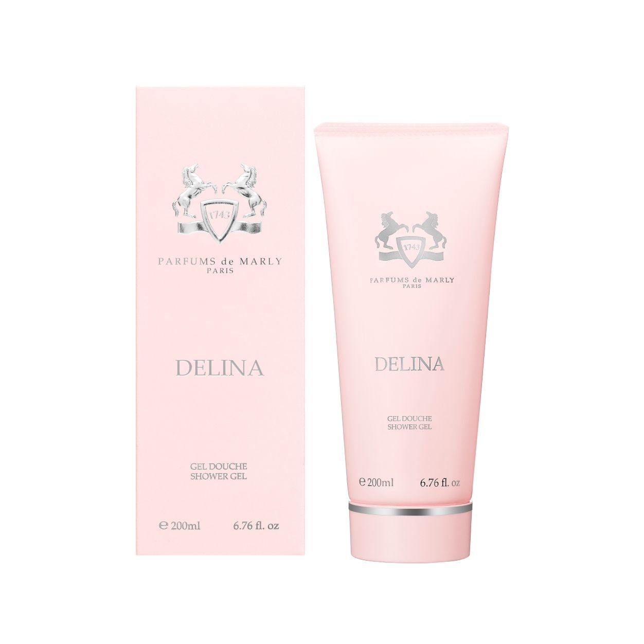Image of a closed Parfums de Marly Delina Shower Gel