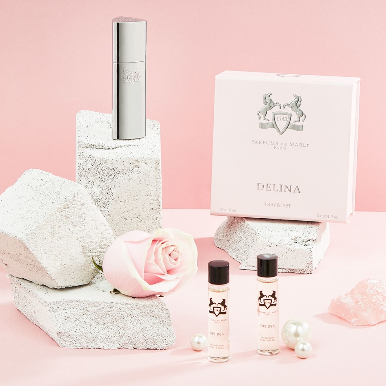 Lifestyle image of Parfums de Marly Delina Travel Set