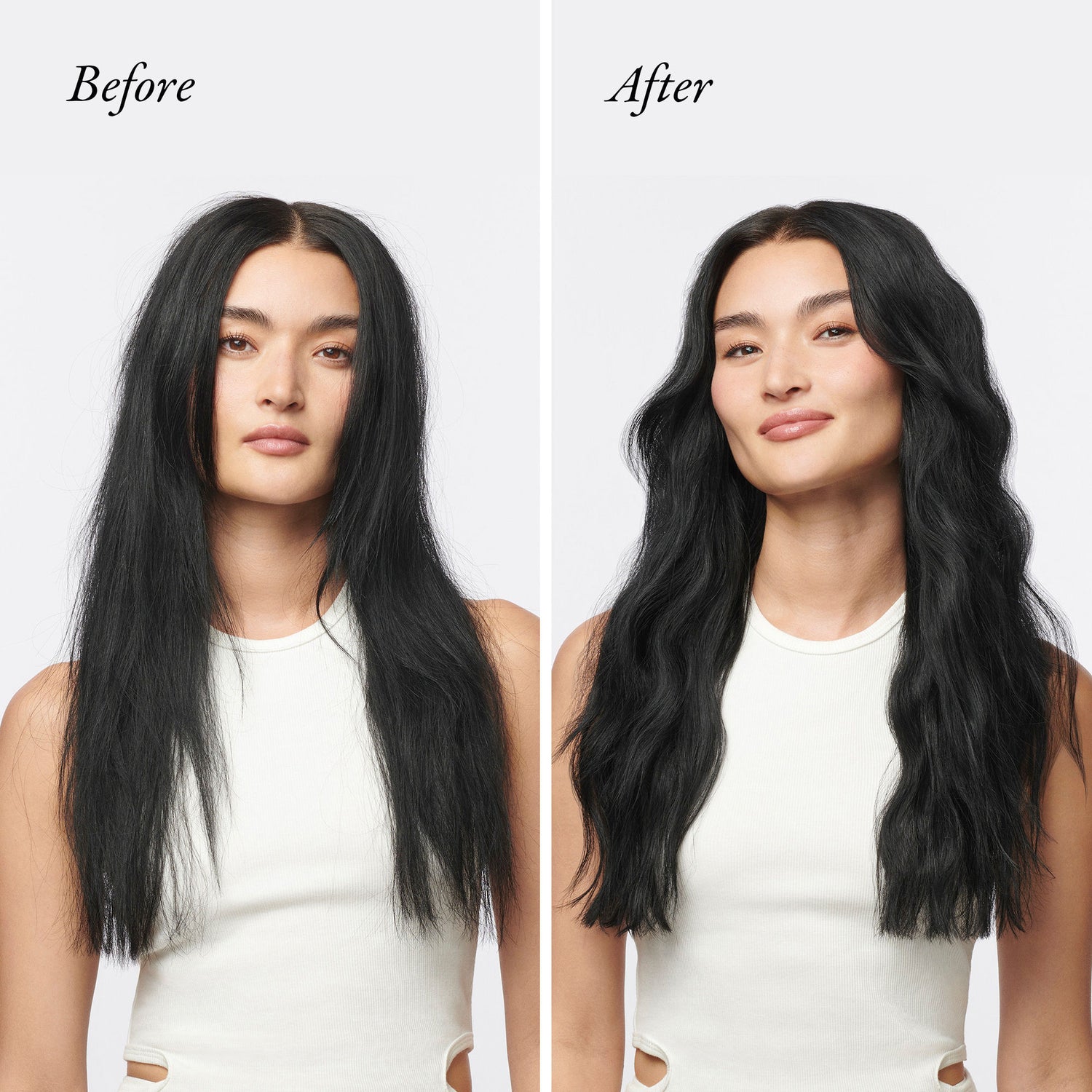 Before and after results of using Oribe Hair Alchemy Strengthening Treatment Serum for Breakage-Prone Hair