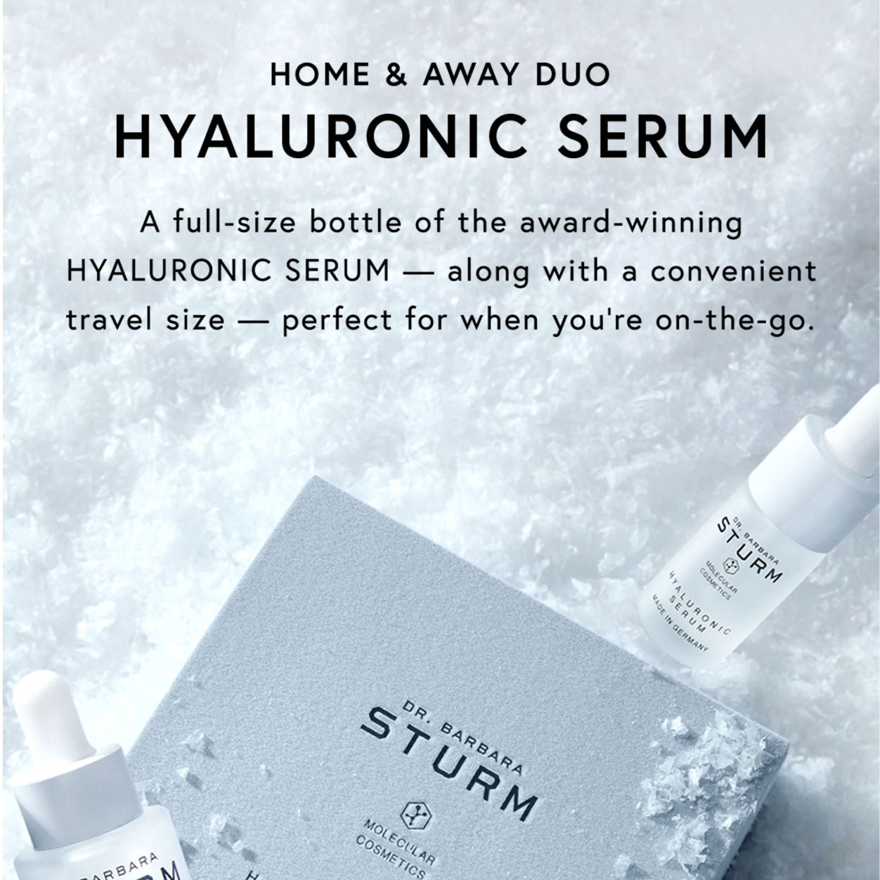 Image of an open Dr. Barbara Sturm Hyaluronic Serum Home & Away Set