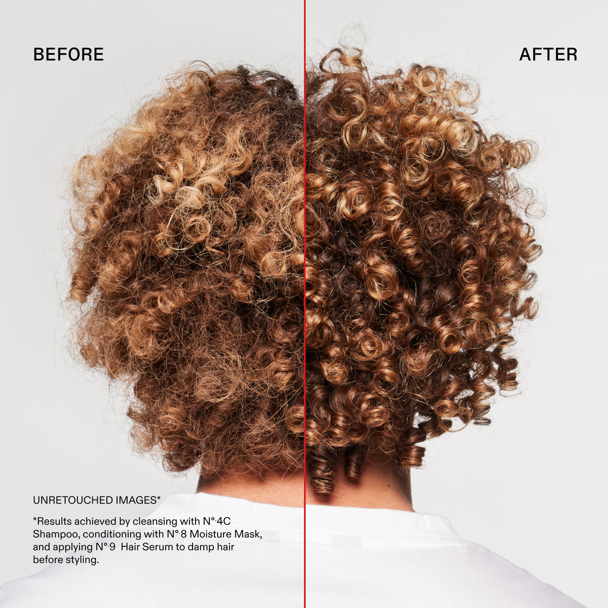 Before and after results of using Olaplex No.4C Bond Maintenance Clarifying Shampoo