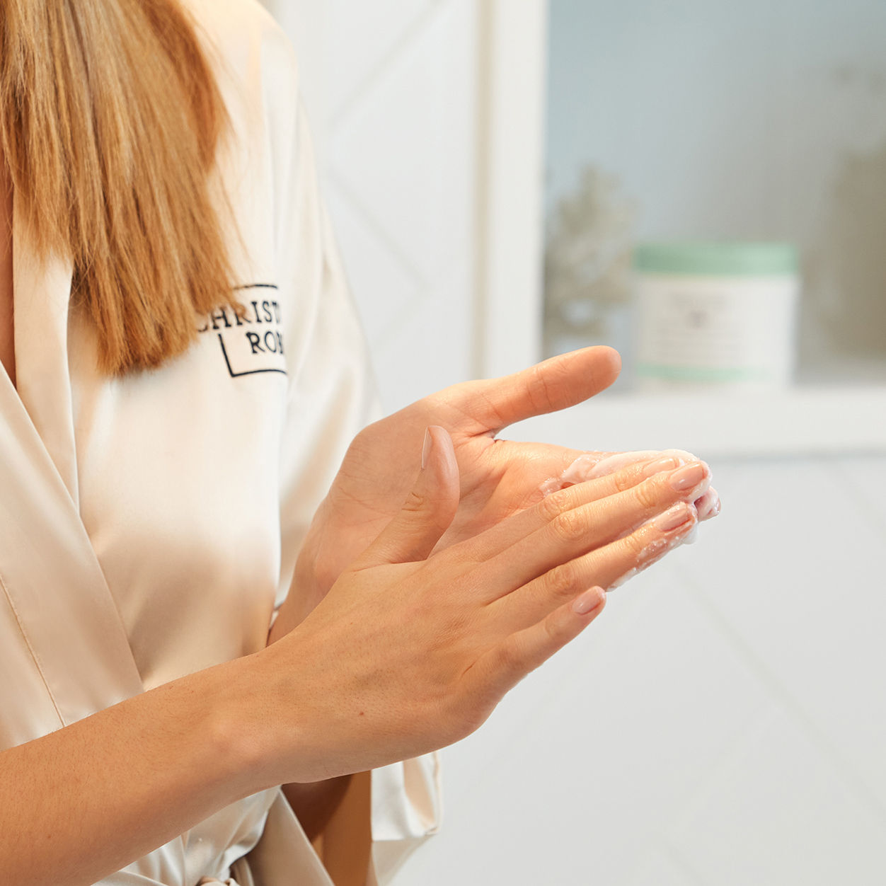 Model image of Christophe Robin Hydrating Cream Scrub wtih Aloe Vera