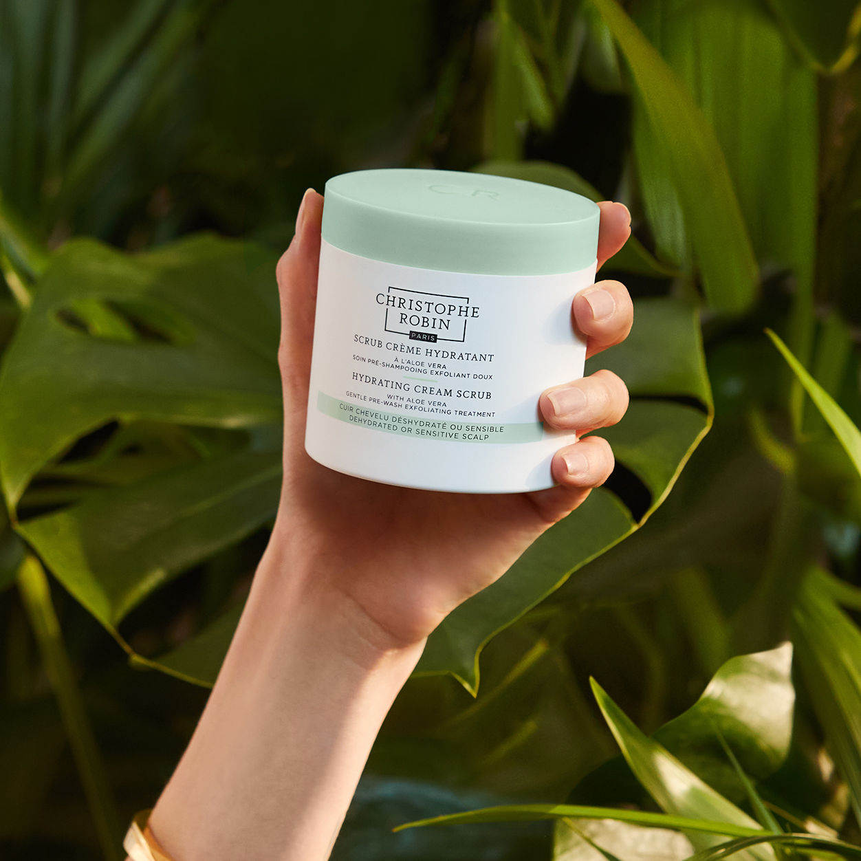 Model image of Christophe Robin Hydrating Cream Scrub wtih Aloe Vera