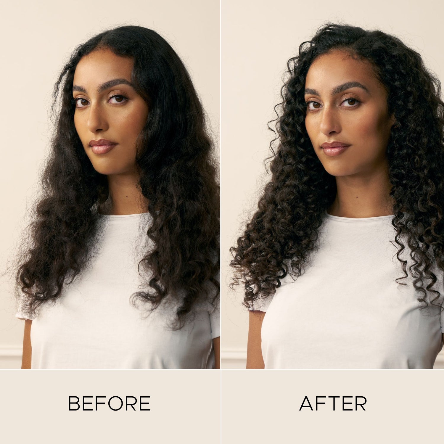 Before and after results of using Christophe Robin Luscious Curl Defining Cream