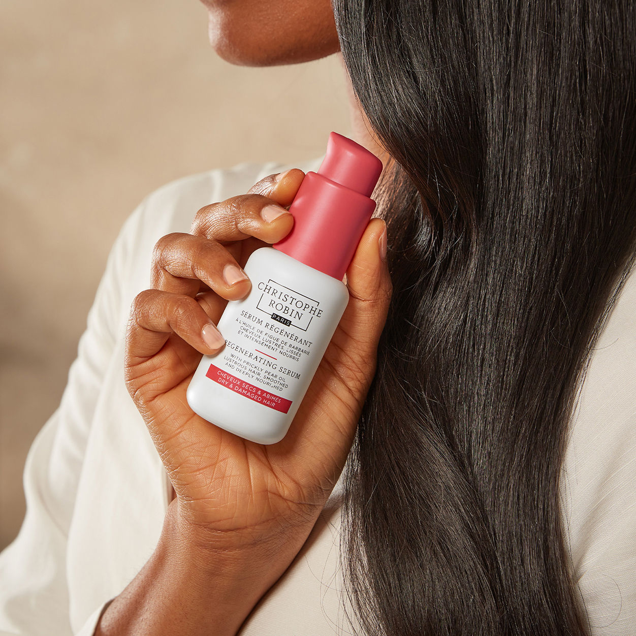 Model image of Christophe Robin Regenerating Serum With Prickly Pear Oil
