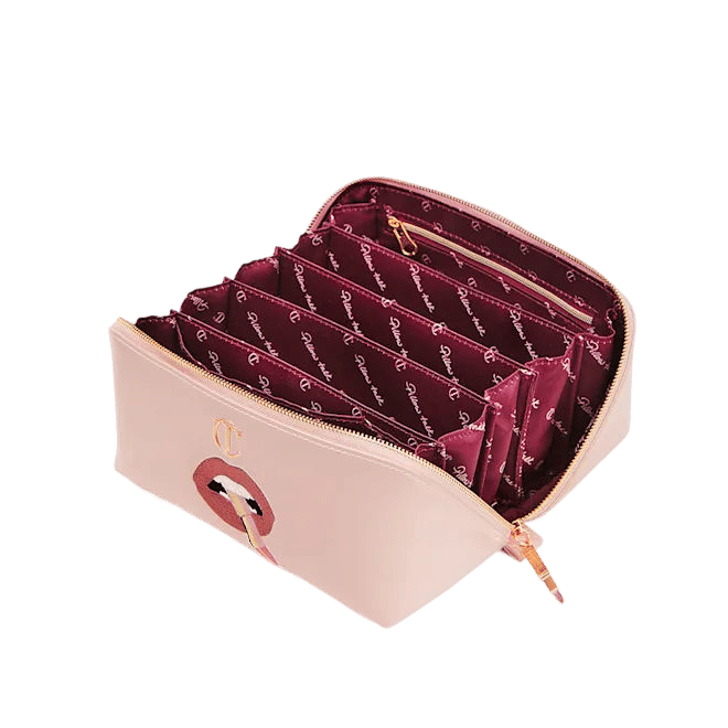 Image of an open Charlotte Tilbury Pillow Talk Makeup Bag