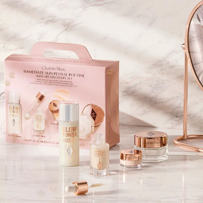 Lifestyle image of Charlotte Tilbury Immediate Skin Revival Routine Skincare Discovery Set