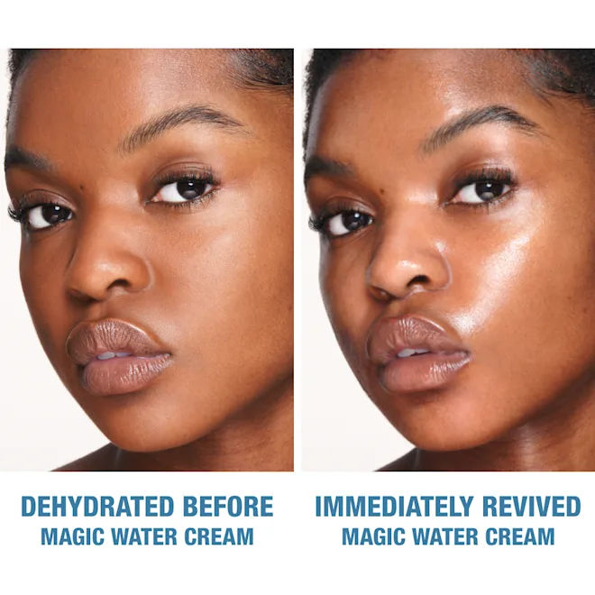 Before and after results of using Charlotte Tilbury Charlotte's Magic Hydration Revival Duo