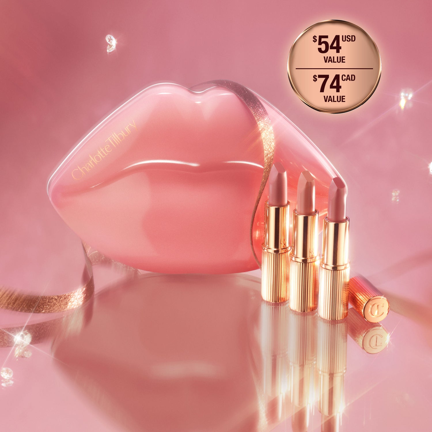 Lifestyle image of Charlotte Tilbury Hollywood Iconic Mini Lip Trio (Limited Edition)