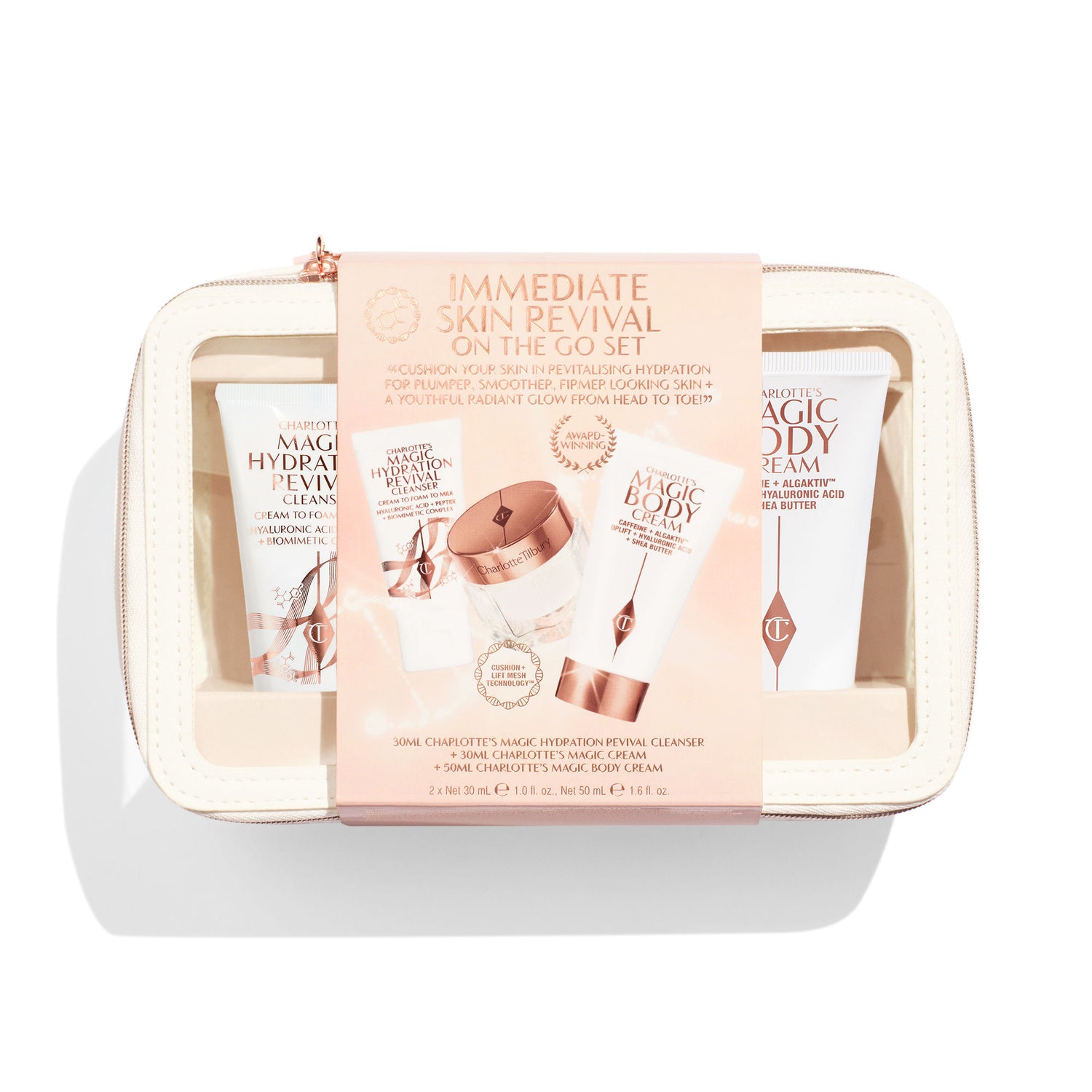 Image of a closed Charlotte Tilbury Immediate Skin Revival On The Go Set (Limited Edition)