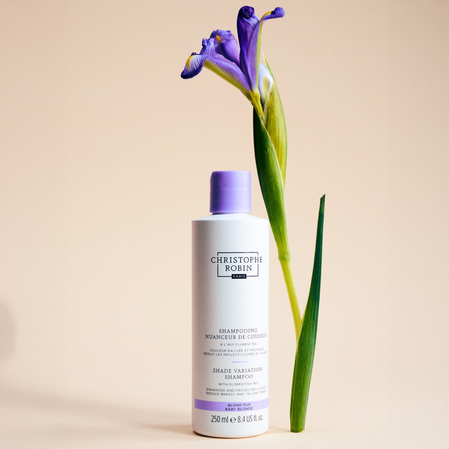 Lifestyle image of Christophe Robin Shade Variation Shampoo With Florentina Iris Baby Blonde