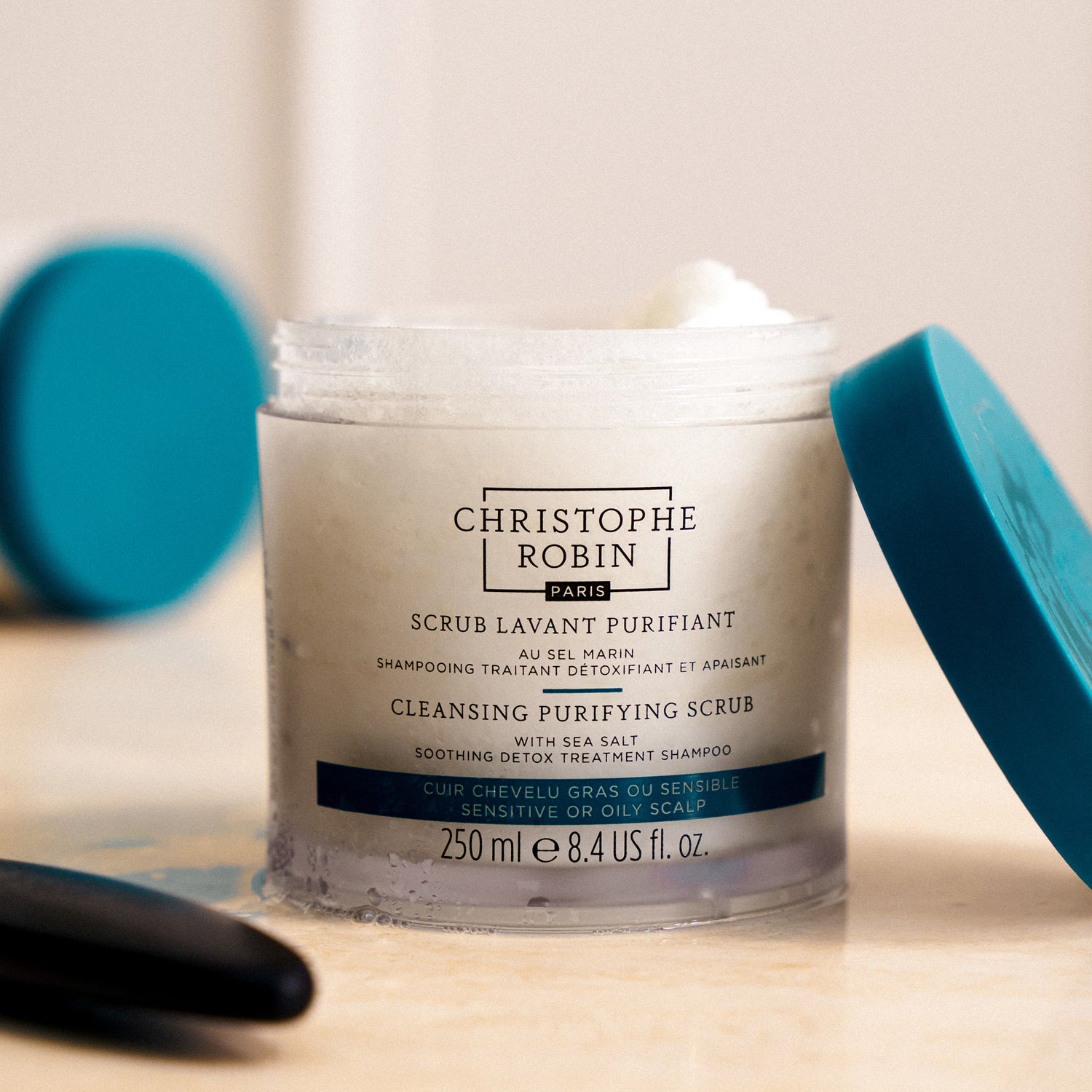 Lifestyle image of Christophe Robin Cleansing Purifying Scrub With Sea Salt