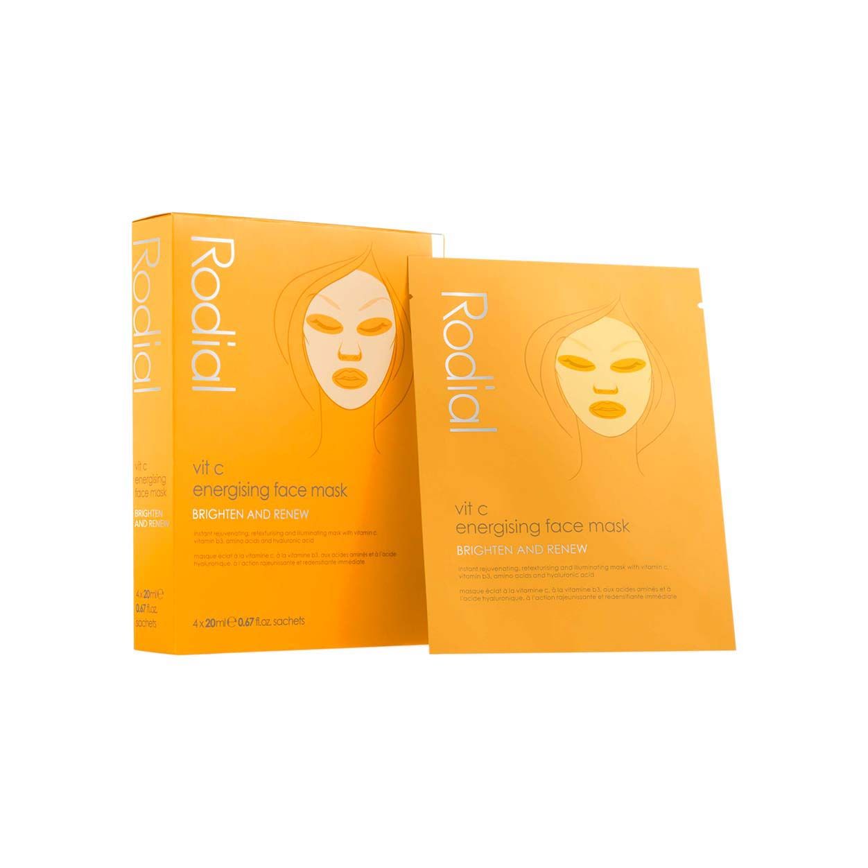 Image of the Rodial Vit C Cellulose Sheet Mask 4 Pack box