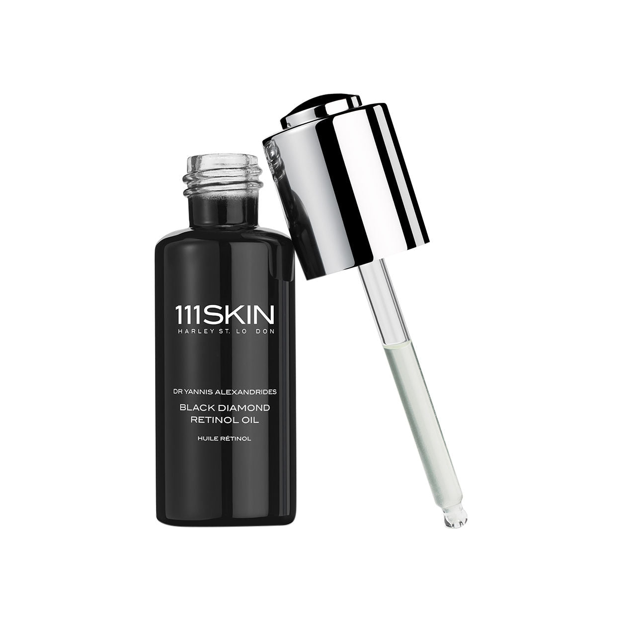 Image of an open 111SKIN Black Diamond Retinol Oil