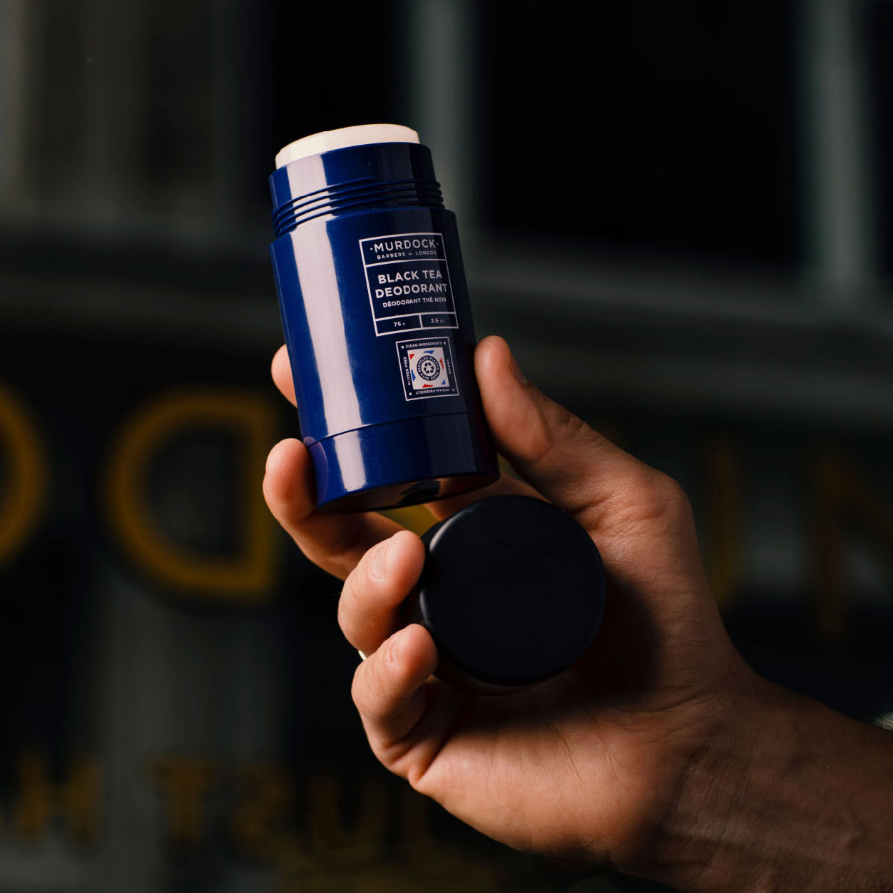 Image of an open Murdock London Black Tea Deodorant